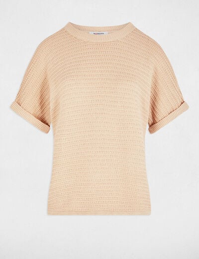 Trui met korte mouwen beige vrouw