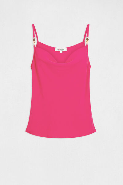 Tanktop met dunne bandjes en col framboos vrouw