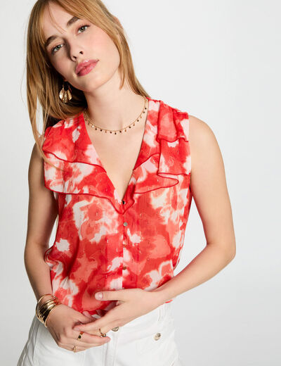 Mouwloze blouse meerkleurig vrouw