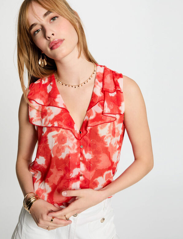 Mouwloze blouse meerkleurig vrouw
