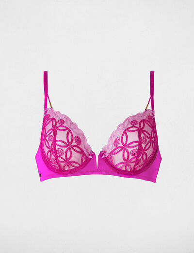 Soutien-gorge dentelle bretelles fines violet femme