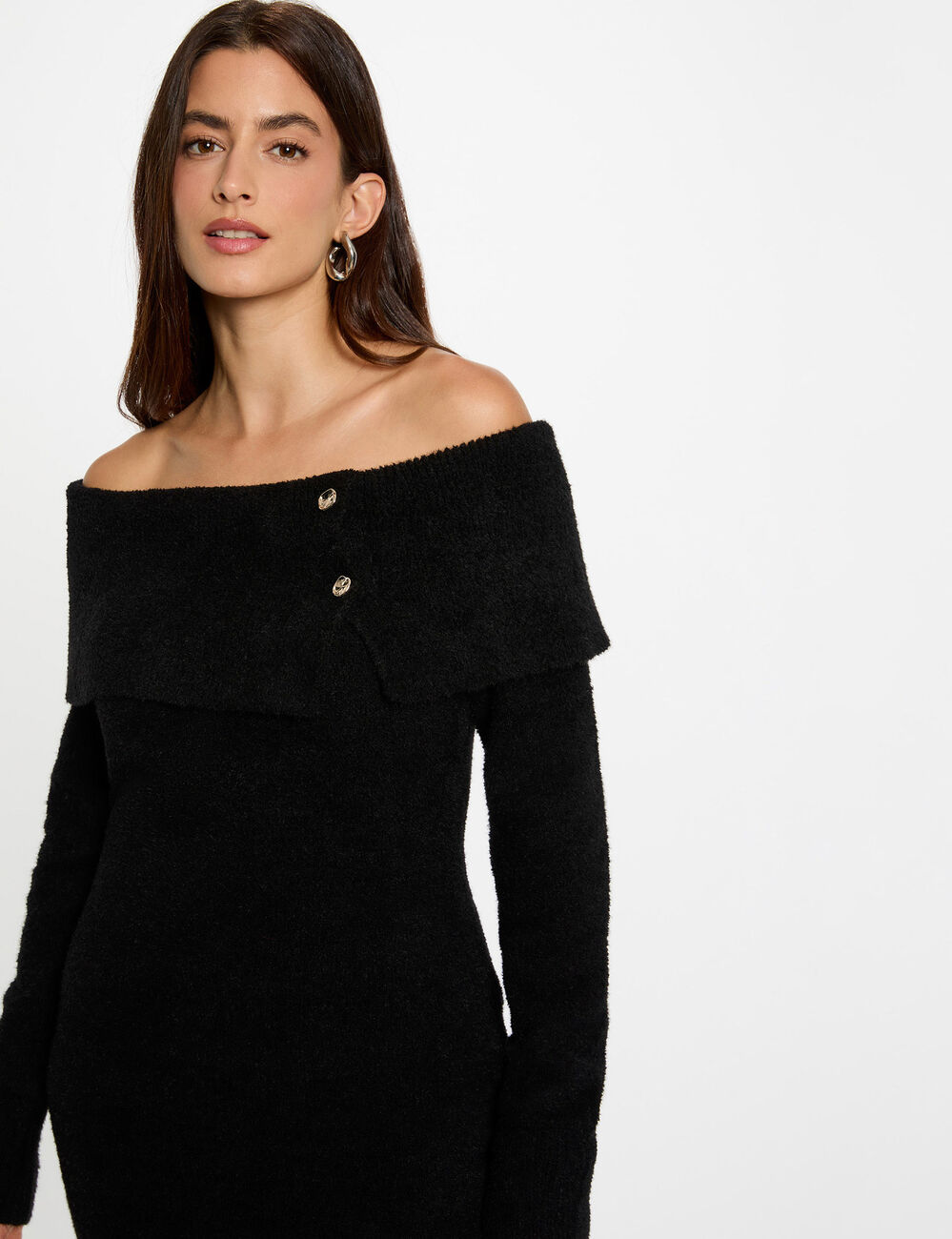 robe courte col bardot noir femme Robe courte col bardot noir femme