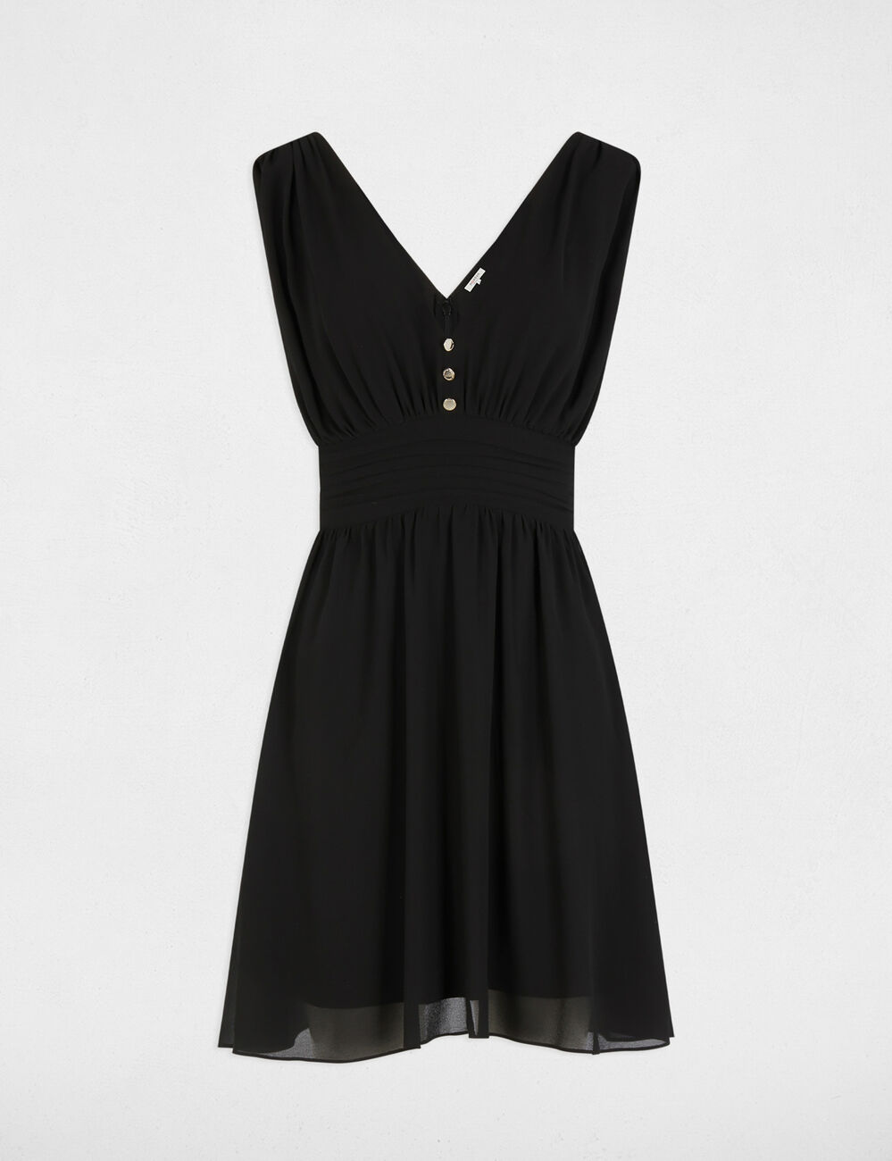 Robe courte évasée fluide noir femme