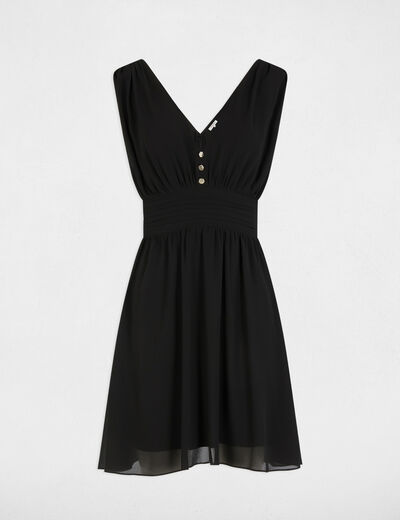Robe courte évasée fluide noir femme