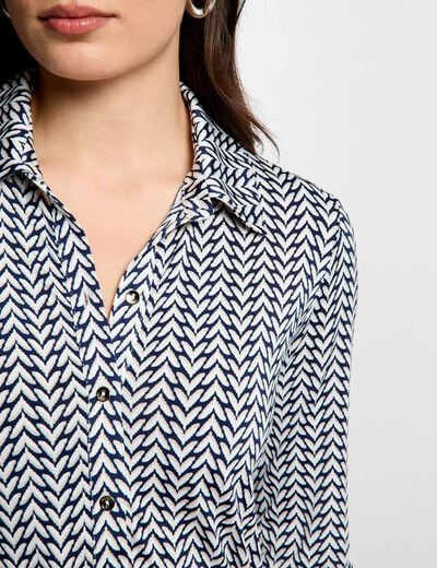 Chemise droite col &agrave; revers blanc femme