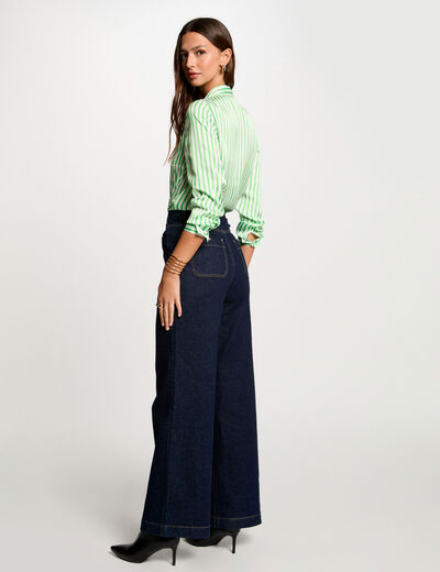 Chemise manches longues rayée vert femme