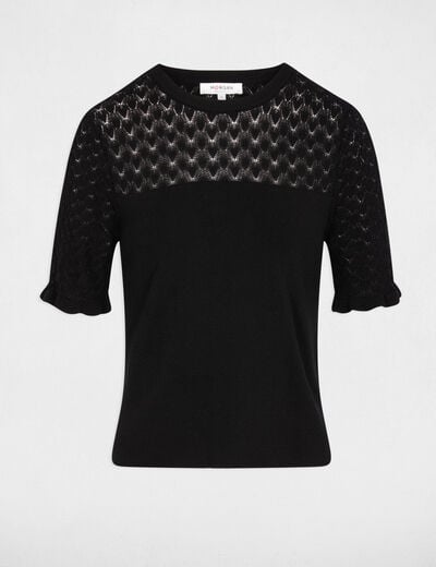 Pull manches courtes noir femme