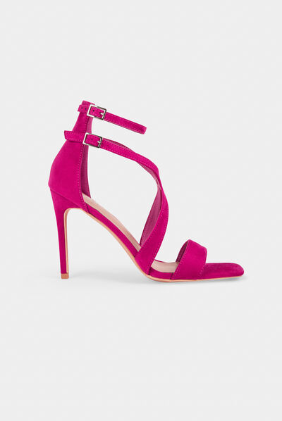 Sandalen met hakken en riempjes roze vrouw