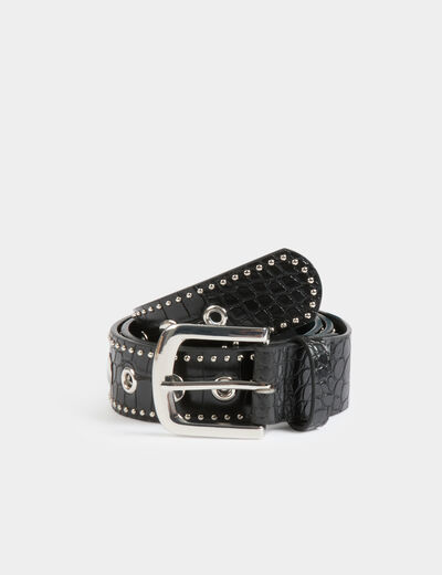 Ceinture cloutée noir femme
