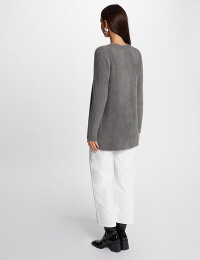 Lang donzig gebreid vest mediumgrijs vrouw