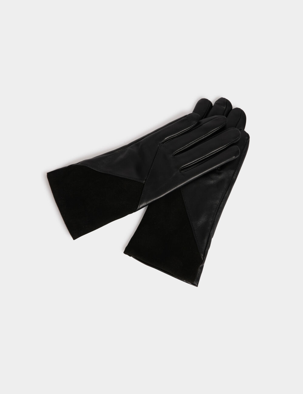 Gants bimatière noir femme