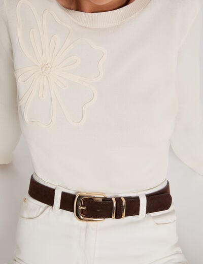 Ceinture fine similicuir marron fonc&eacute; femme