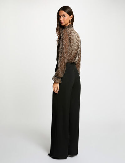 t shirt met lavallierekraag goudgeel vrouw T-shirt met lavallièrekraag goudgeel vrouw