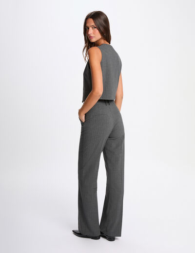 Gilet sans manches rayé gris moyen femme