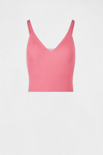 Pullover tanktop met fijne bandjes roze vrouw