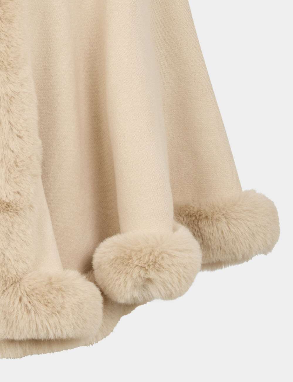 Poncho fausse fourrure sable femme