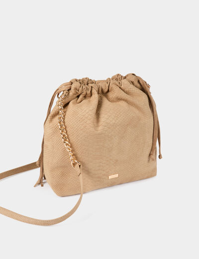 Suède bucket bag beige vrouw