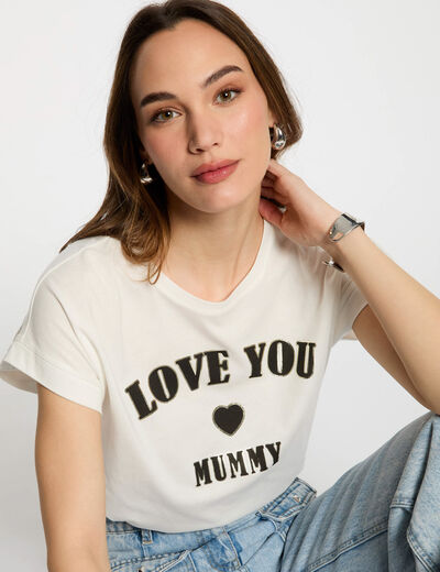 T-shirt met opschrift helder wit vrouw