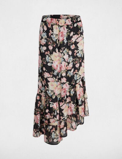 Jupe midi volants imprimée multicolore femme