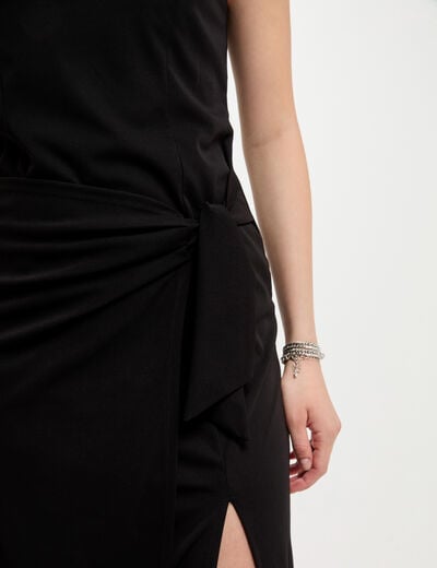 Aansluitende midi-jurk met split zwart vrouw