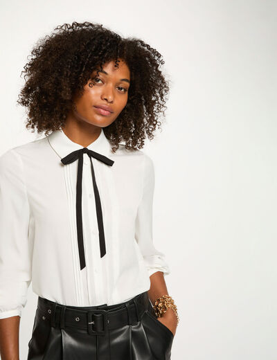 Chemise fluide col claudine blanc femme