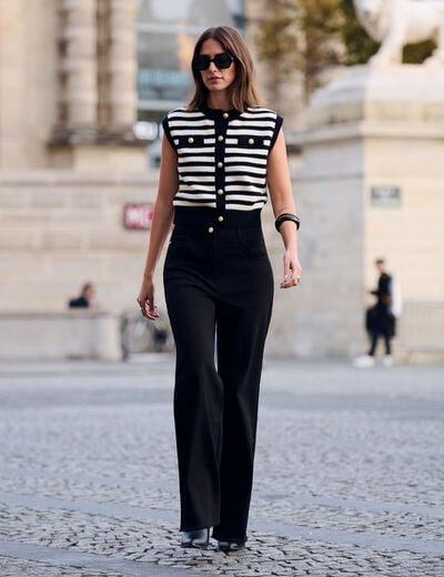 High-waist wide jeans zwart vrouw