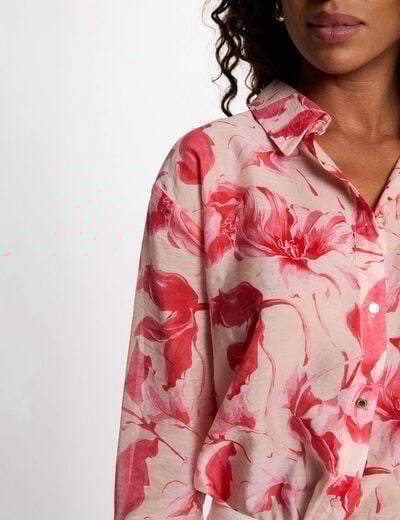 Chemise col &agrave; revers multicolore femme