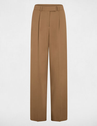 Hoge taille wijde broek bruin vrouw