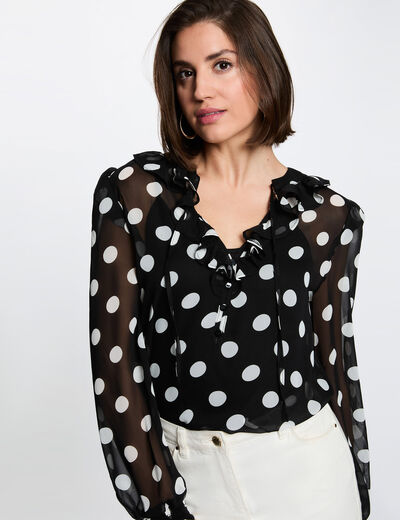 Chemisier voile col lavalli&egrave;re multicolore femme