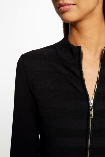 Combinaison tricot droite zippée noir femme