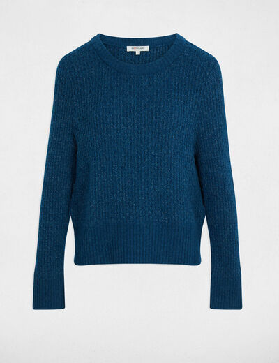 pull col rond manches longues bleu petrole femme Pull col rond manches longues bleu pétrole femme