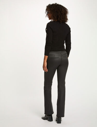 Bootcut broek met coating zwart vrouw