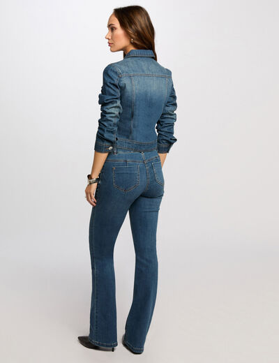 Korte denim jas stone washed denim vrouw