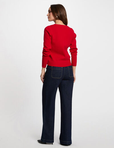 Trui met ronde hals en lange mouwen rood vrouw