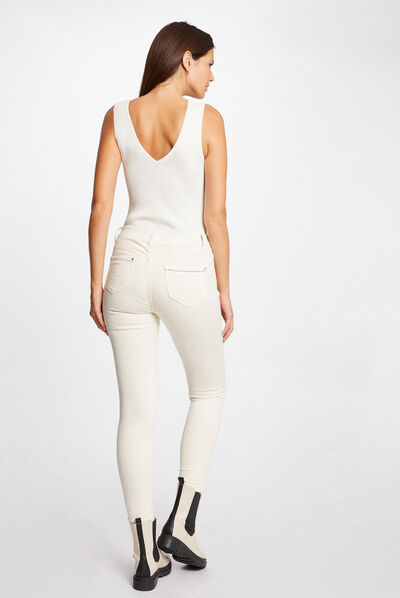 Slim jeans met stretcheffect beige vrouw