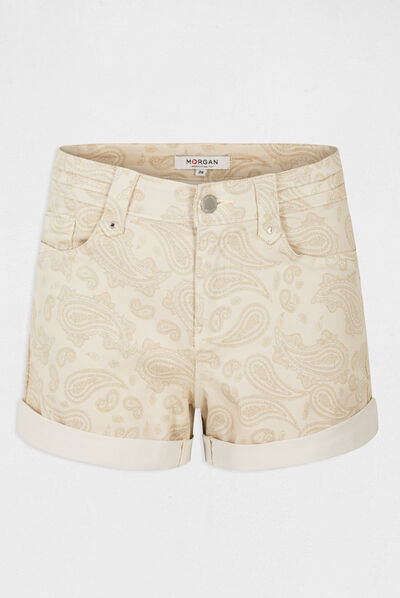 Short ajusté imprimé cachemire sable femme