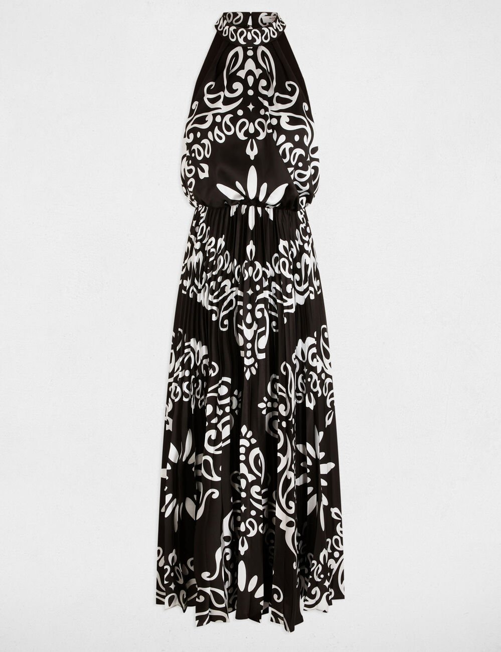 Robe longue col montant multicolore femme