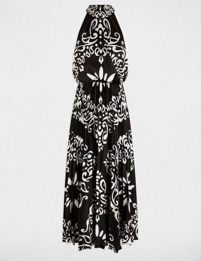 Lange jurk met hoge kraag meerkleurig vrouw