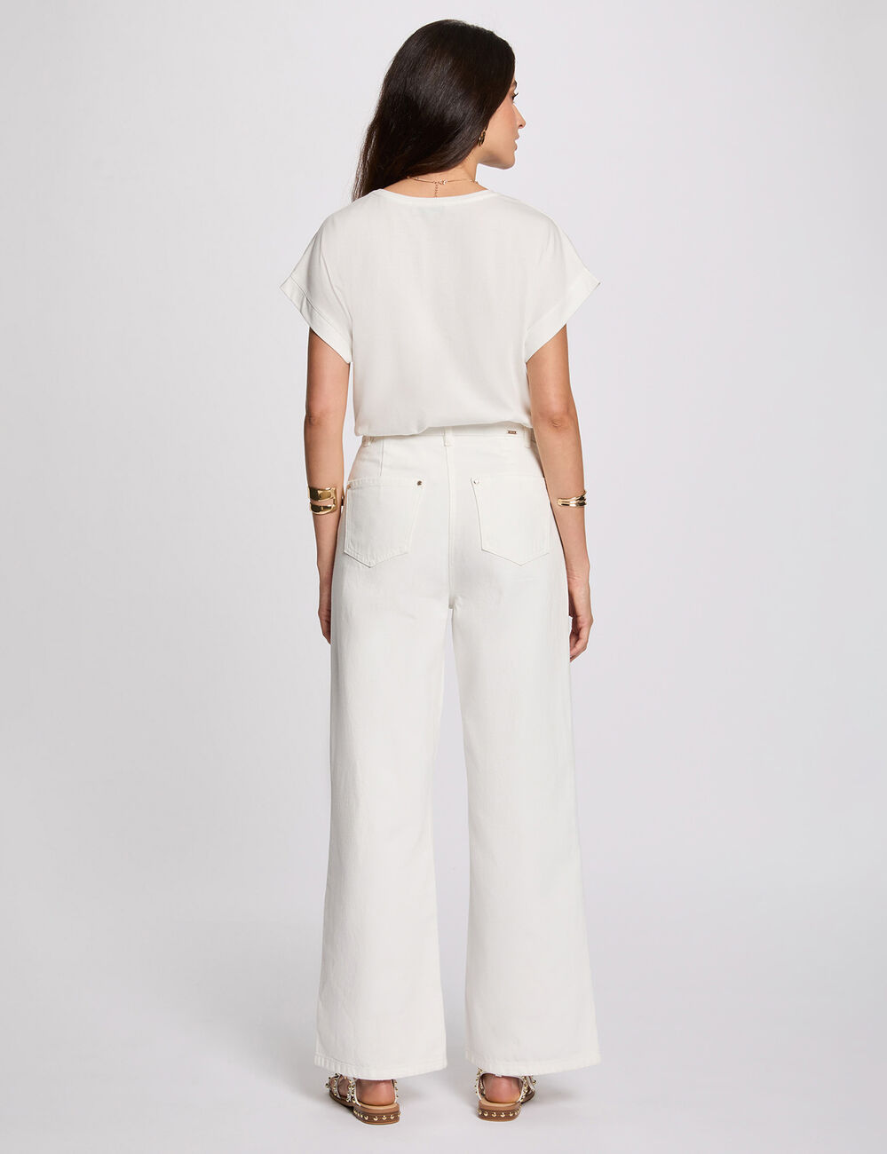 T-shirt droit inscription blanc femme