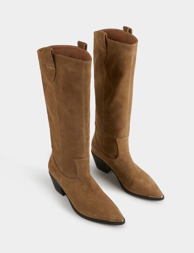 Baskets en cuir beige femme