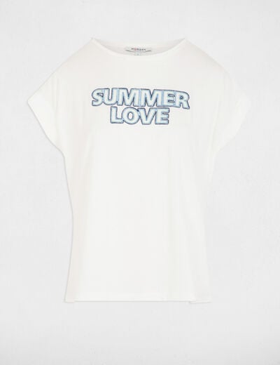 T-shirt met opschrift helder wit vrouw