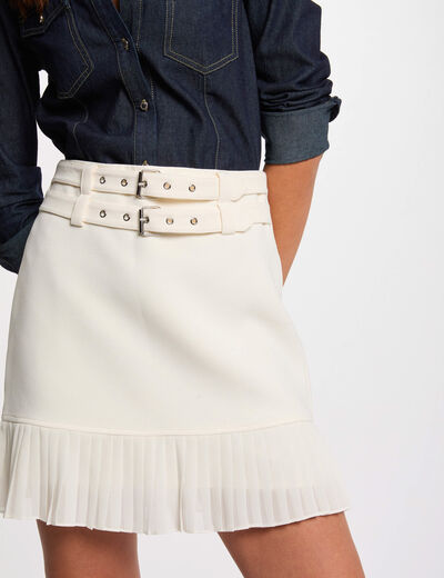 Jupe courte avec franges blanc femme