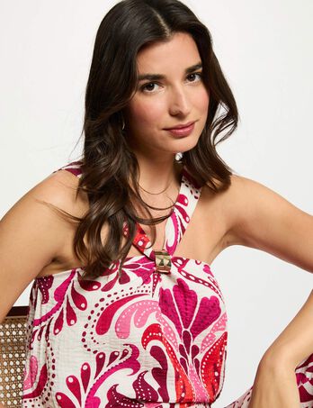 Top col montant multicolore femme