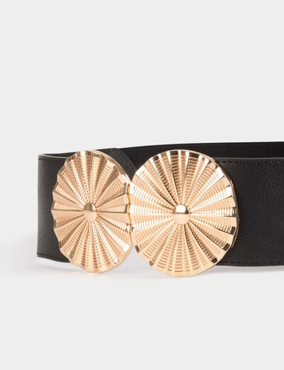 Ceinture élastiquée à boucles noir femme