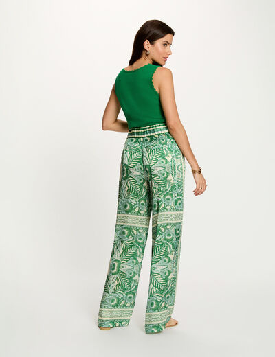 Hoge taille brede broek meerkleurig vrouw