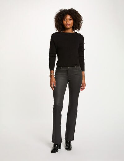 Pantalon bootcut enduit noir femme