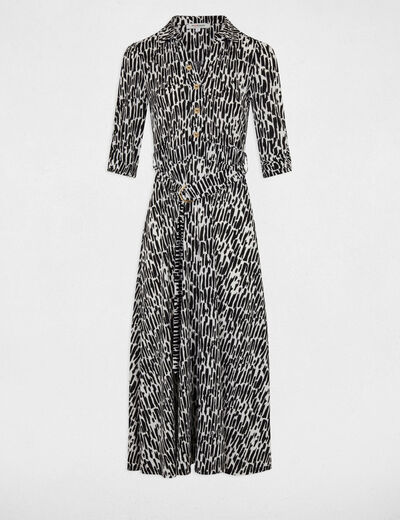 Robe longue évasée imprimé abstrait multico femme