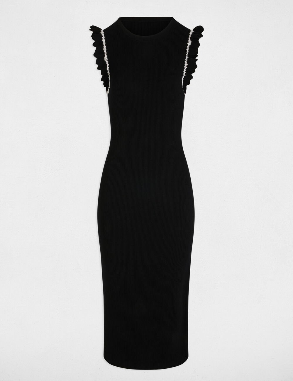 Robe tricot ajustée noir femme