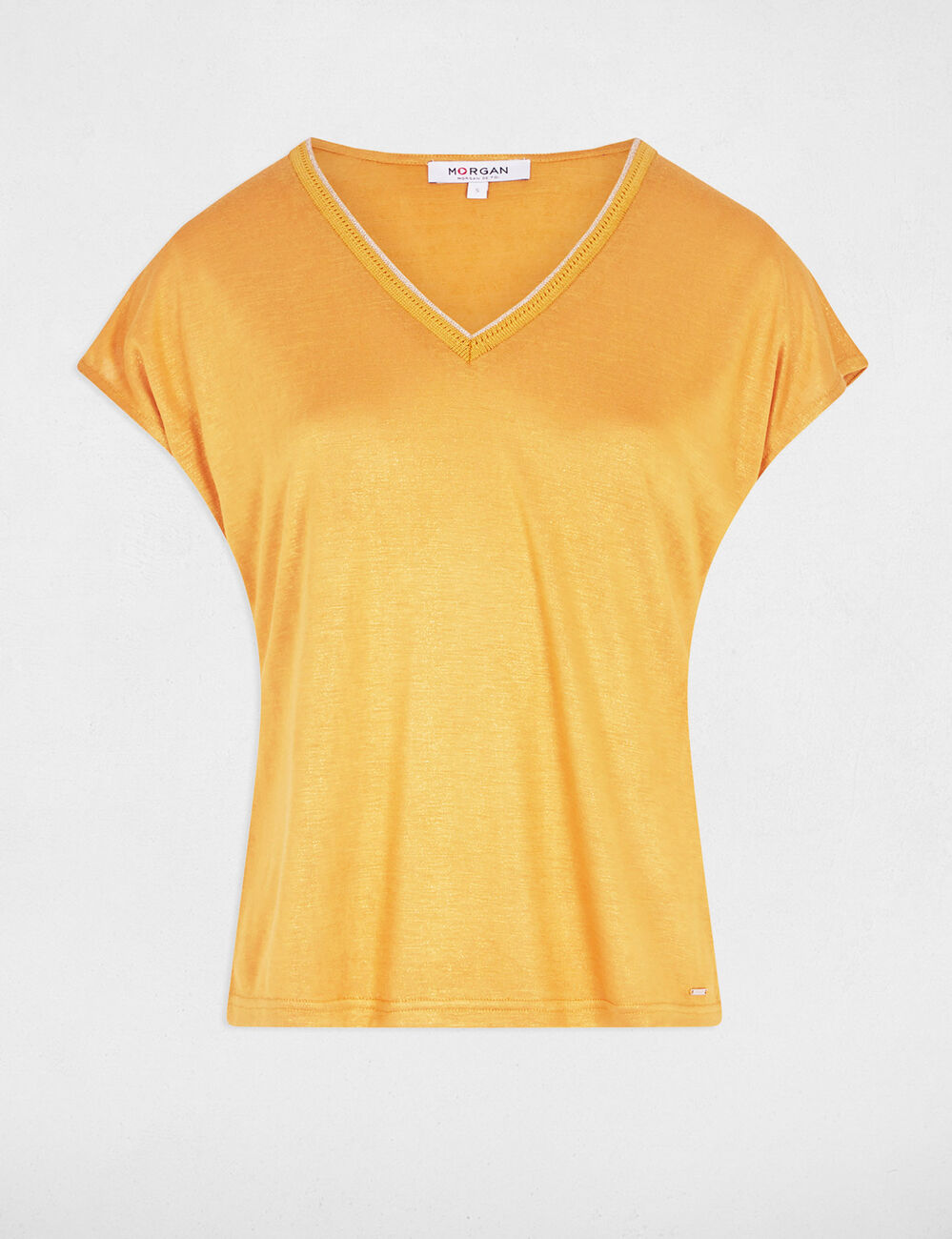 T-shirt met korte mouwen mosterd geel vrouw
