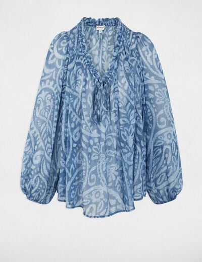 Top met pofmouwen meerkleurig vrouw